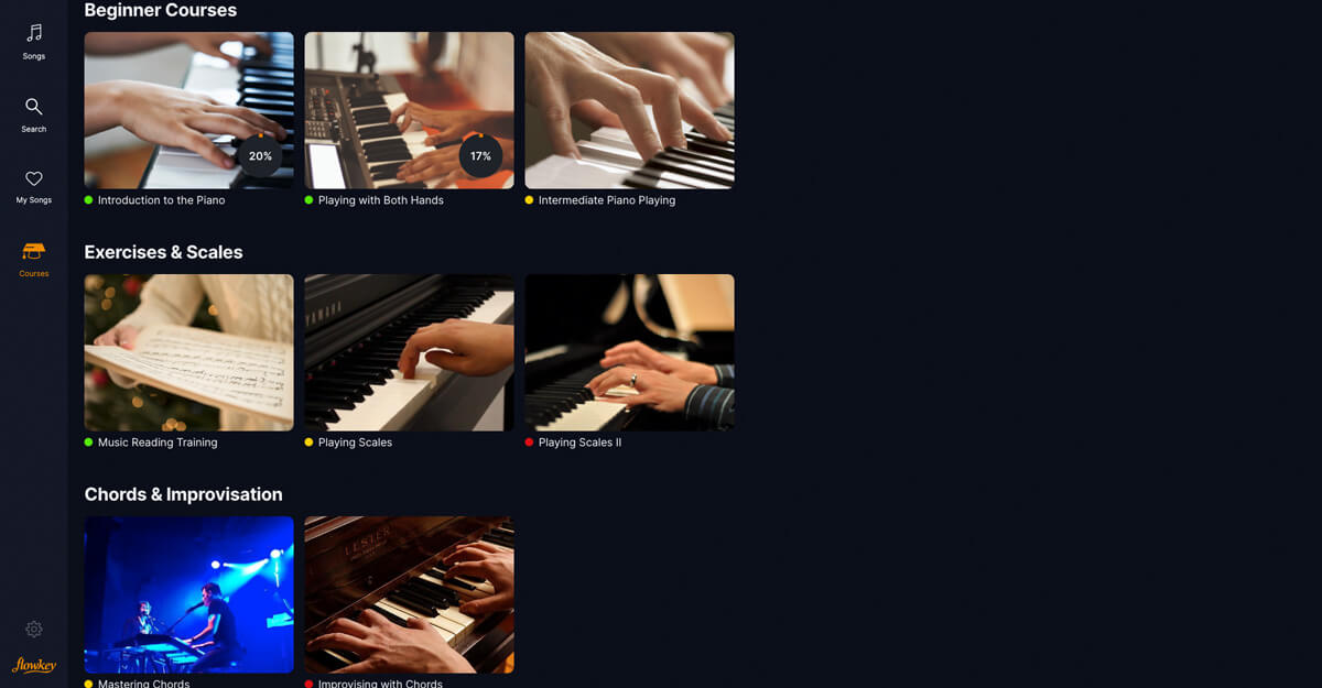Flowkey desktop interface