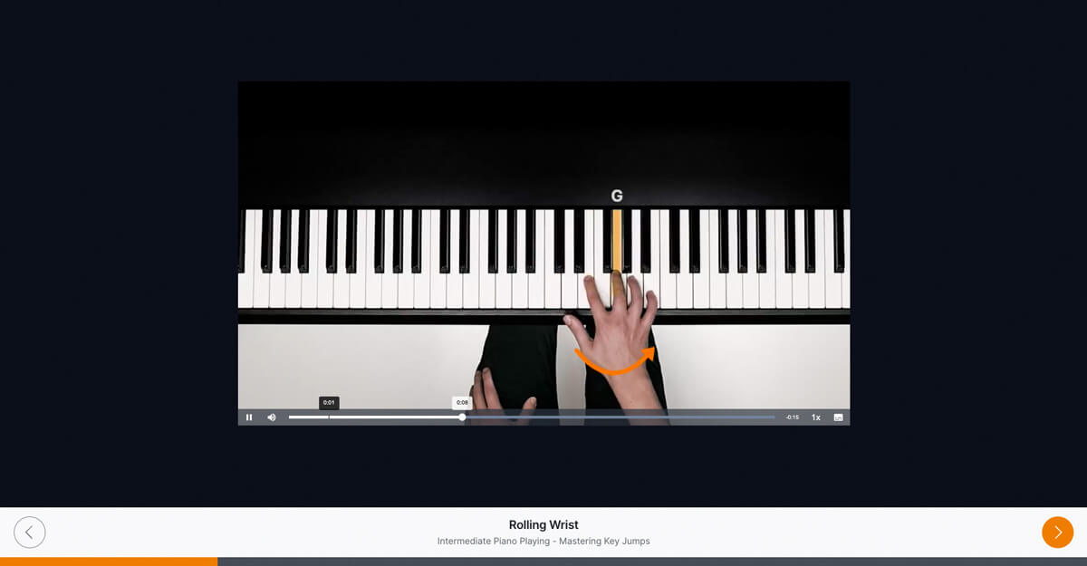 Flowkey rolling wrist exercise