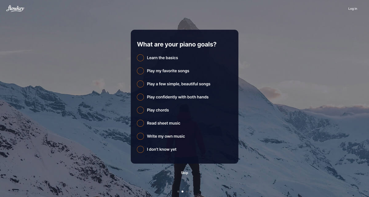 Flowkey - sign up - your piano goals