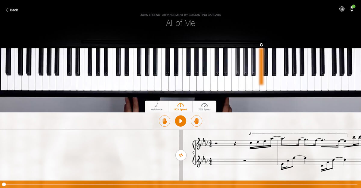Flowkey song lesson tools