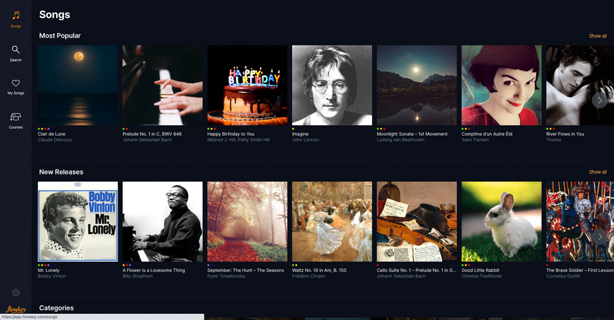 Flowkey song library