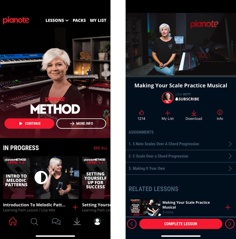 Pianote app interface
