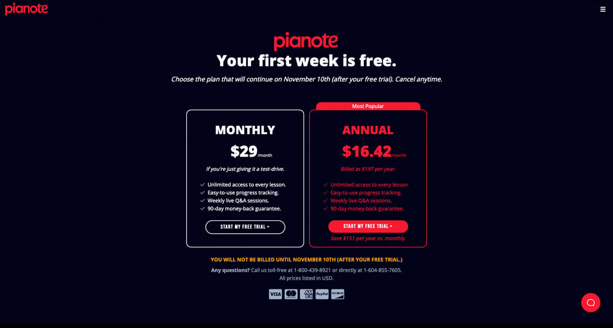 Pianote platform pricing