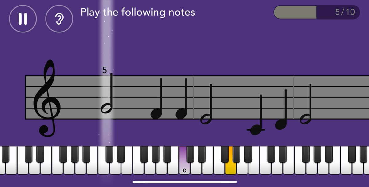 Simply Piano beginner lesson