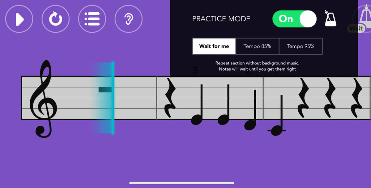 Simply Piano practice mode