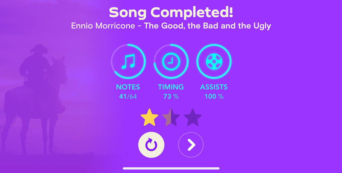 Simply Piano song completed feedback