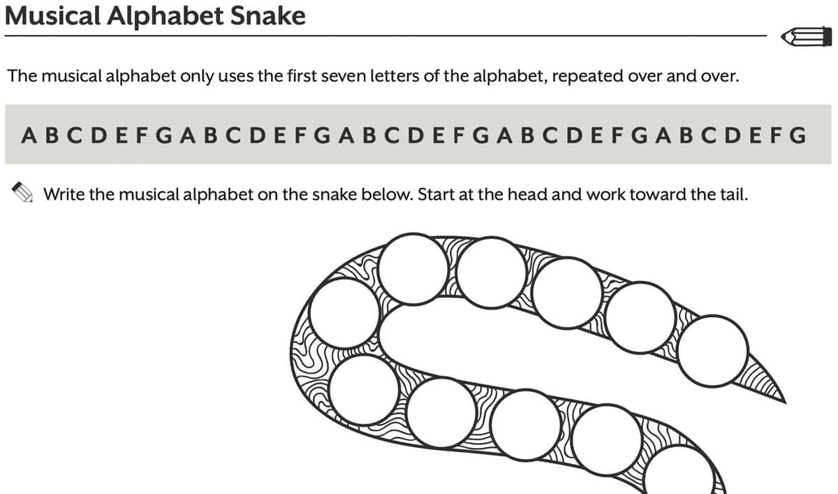 musical alphabet snake Hoffman Academy