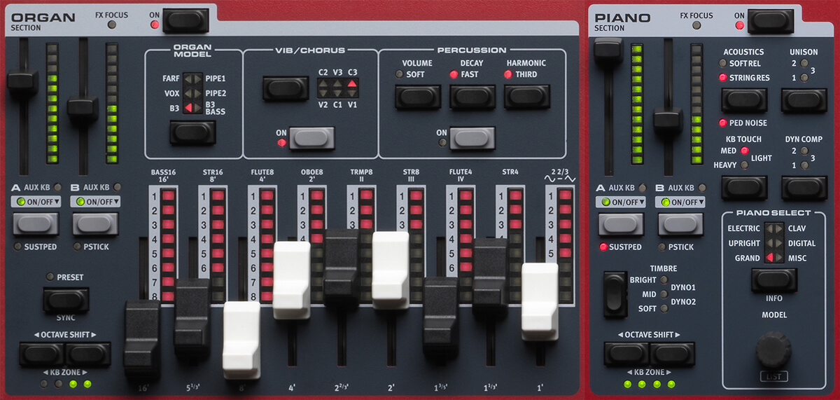 Nord Stage 4 organ and piano sections