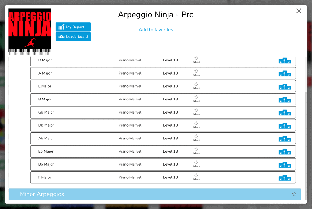 Piano Marvel - Arpeggio Ninja
