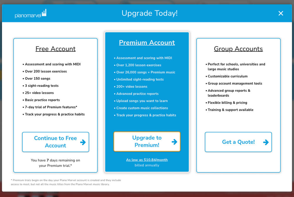 Piano Marvel pricing