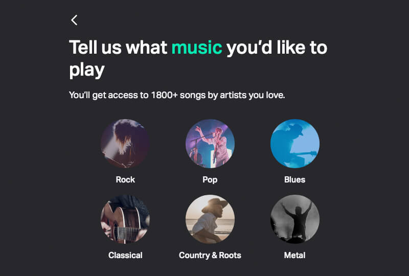 Yousician - choosing your music genre