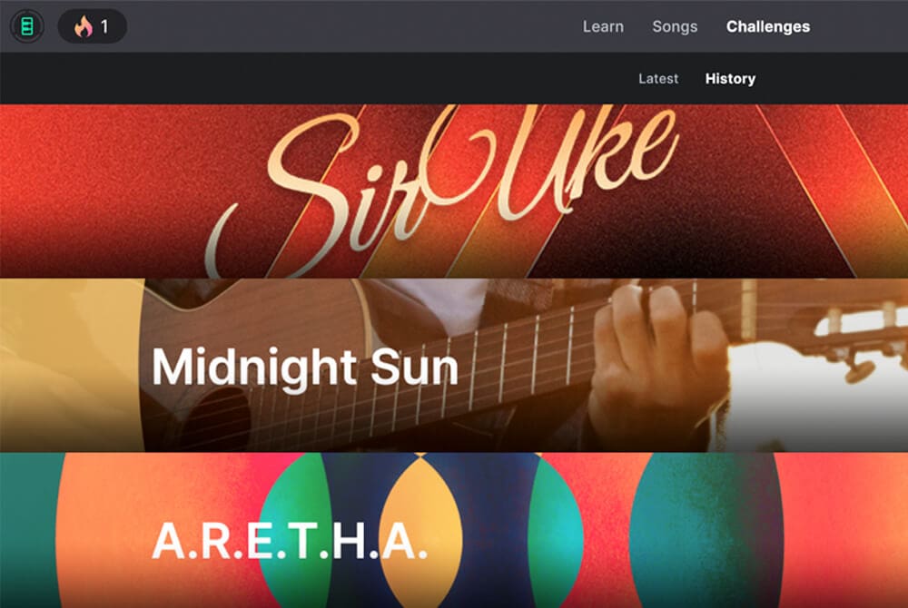Yousician Piano interface - Challenges section