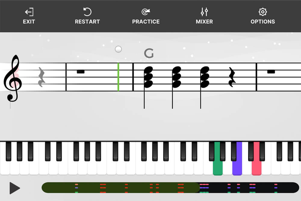 Yousician Piano - tabs on lesson pause