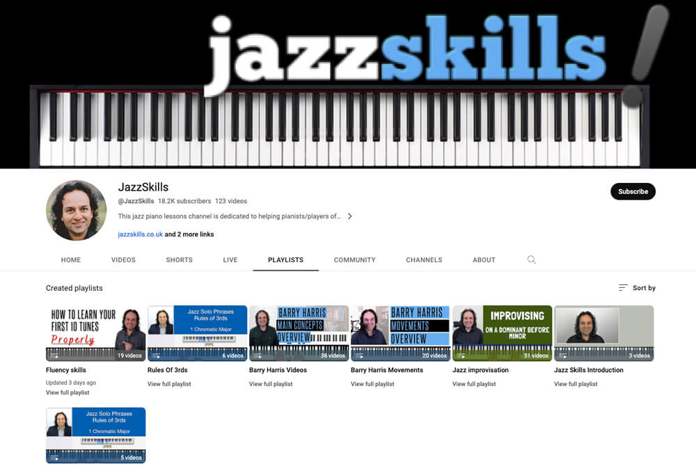 Jazz Skills YouTube channel screenshot