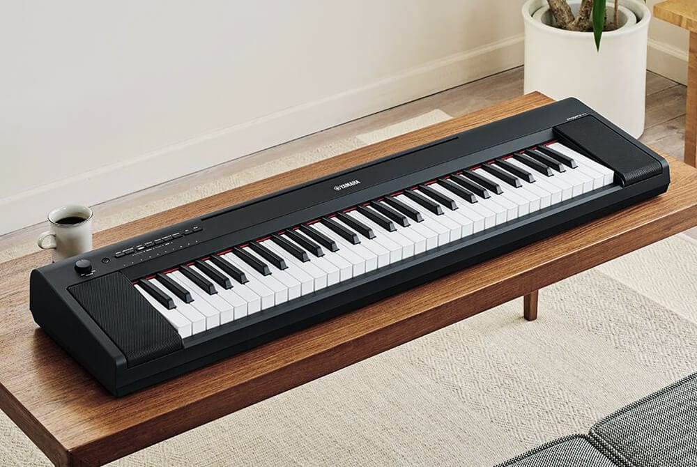 testing the Yamaha Piaggero NP-15 keyboard